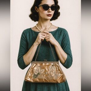 Vintage Florida Handbags of Miami Applique Floral Handbag